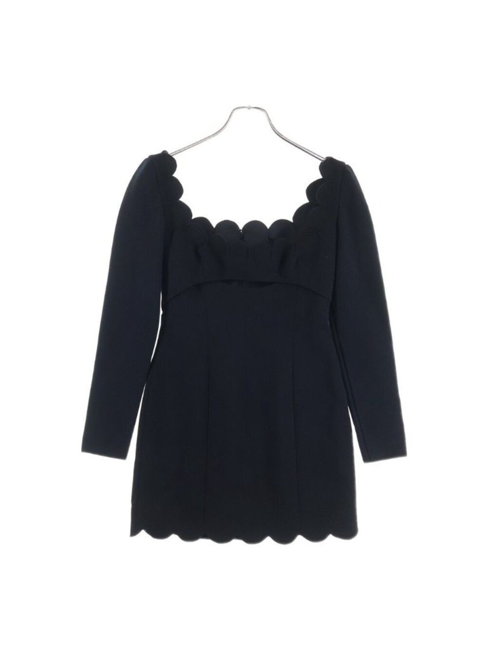 Saint Laurent Paris Cut Out Short Dress Cut Out Design Long Sleeve Wool Black